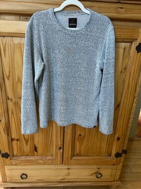 Prana Heather Gray Crewneck Pullover Textured Medium